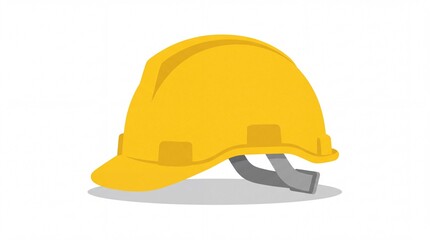 Fototapeta premium Yellow construction safety hard hat helmet, industrial builder engineer protective headwear flat vector graphic illustration on clean white background