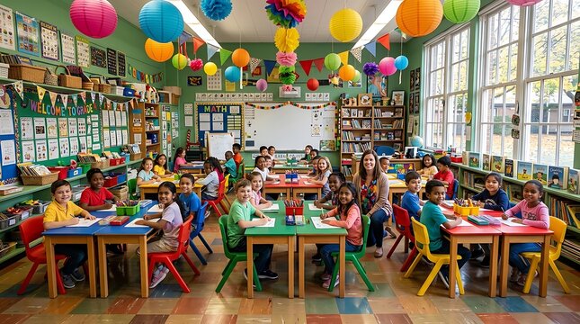 Vibrant kindergarten classroom celebrating Hispanic heritage ,Hispanic Heritage Celebration Month, Latino Ctivalultural Festival, Cinco de Mayo, D&iacute;a de los Muertos, Carnaval, Inti Raymi