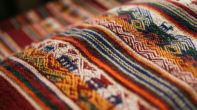 Vibrant Latin American textile with traditional patterns ,Hispanic Heritage Celebration Month, Latino Ctivalultural Festival, Cinco de Mayo, D&iacute;a de los Muertos, Carnaval, Inti Raymi