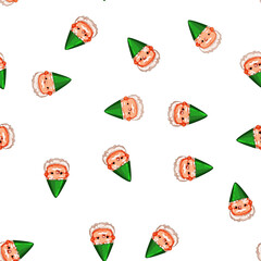 Fototapeta premium pattern funny garden gnome cartoon. funny garden gnome sign vector