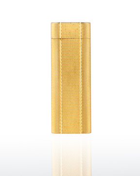 Luxurious vintage lighter featuring a precious yellow gold plating with a textured diamond pattern. Photographed on a white background.