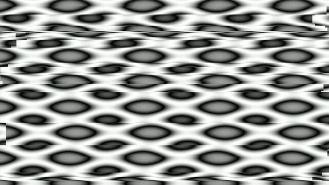 Abstract monochrome background with a repeating wavy pattern of dark and light shapes.
