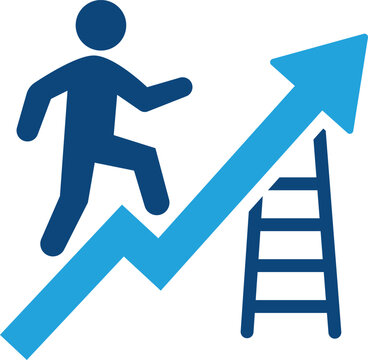 Self Improvement Walking Up Growth Arrow Ladder Icon