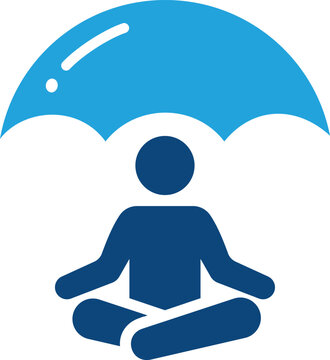 Stress Management Meditating Person Under Umbrella Icon