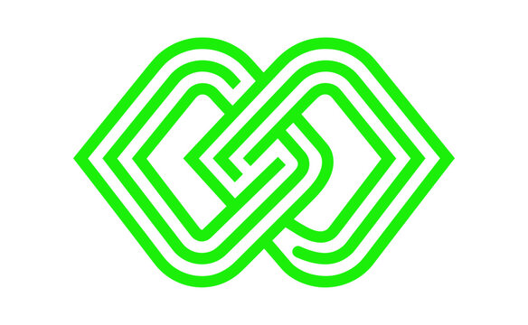 Geometric Interlocking Infinite Loops Abstract Green Vector Emblem