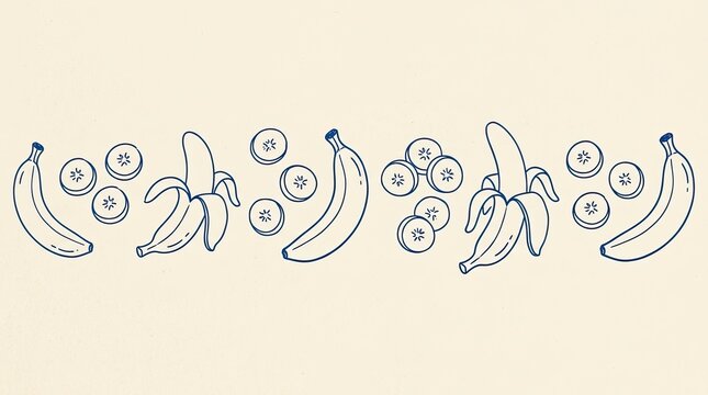 Vector drawn art banana fruit pattern line sketch illustration with illustration tropical handdrawn
