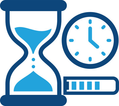 Time Management Hourglass Clock and Loading Bar Icon