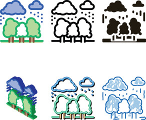 Naklejka premium tropical rain icon vector. tropical rain sign. isolated contour symbol styleset
