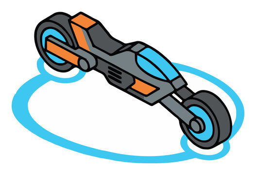 Futuristic tron lightcycle isometric vector illustra.... Generative AI