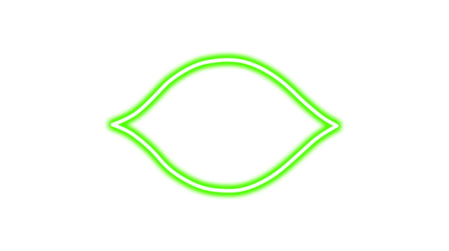 Green neon eye shape frame isolated on transparent background