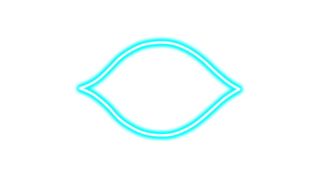 Cyan neon abstract geometric shape isolated on transparent background