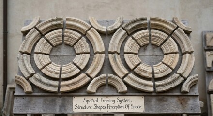 Obraz premium Architectural Stone Fragments Displayed as a Spatial Framing System