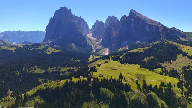 Seiser Alm or Alpe di Siusi, Dolomites Alps, Sassolungo and Sassopiatto mountains, Trentino Alto Adige, South Tyrol, Italy, Europe
