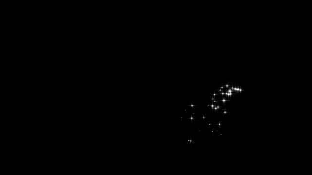 4k magic glitter sparkling star line trail, luxury white glitter sparkles, fairy dust wand motion, twinkling stars shine animation, smooth shimmer particles effect black background