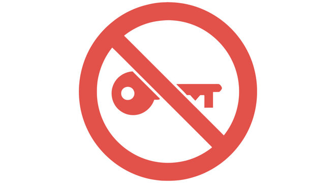 No Key Allowed Icon Red Circle And Slash On White Background