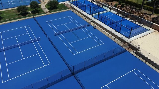 4K top-down aerial view on a tennis court 