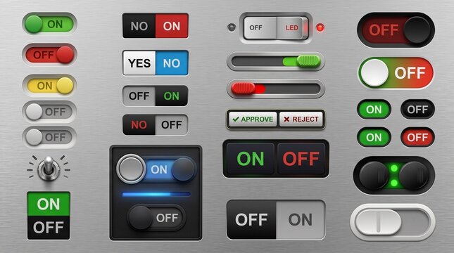 Comprehensive UI Toggle Switches and Metallic Control Buttons Kit