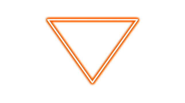 Orange neon triangle isolated isolated on transparent background