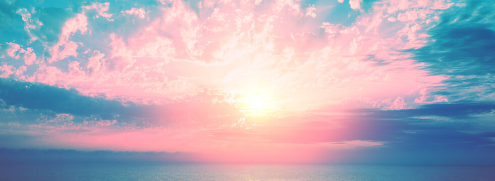 Seascape in the early morning. Sunrise over the sea. Nature landscape