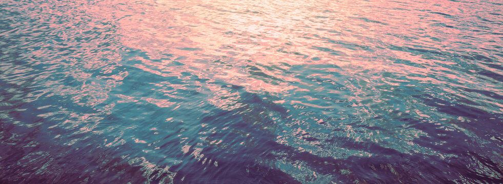 Top view of the seascape. Sea water surface at sunset. Abstract nature landscape background. Gradient color