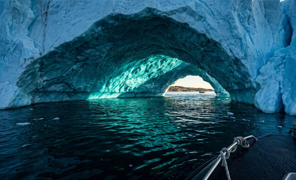  Glacier Ice Arch Above Arctic Waters.
