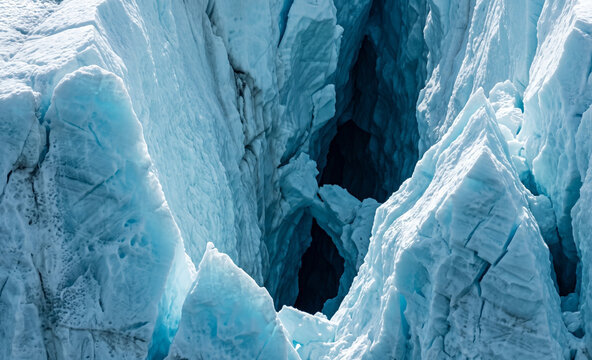 Glacial Crevasses in Arctic Blue Ice