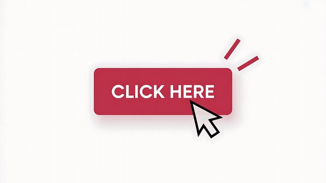Red click here button with mouse cursor icon