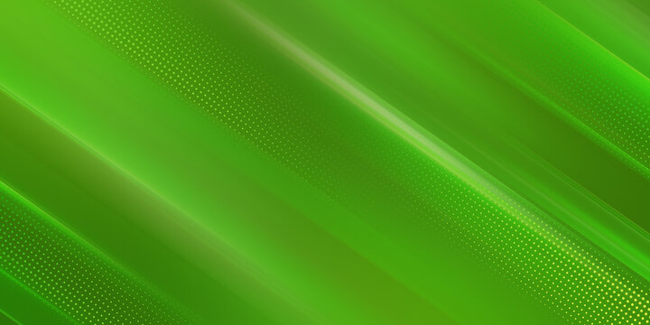 Abstract green banner background with diagonal stripes and dot halftone