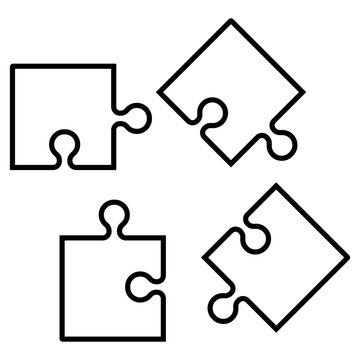 scattered jigsaw puzzle pieces outline icon