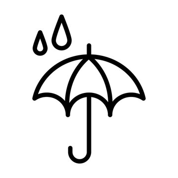 simple outline umbrella with rain drops icon symbol