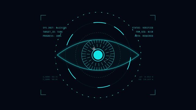Advanced digital interface with eye scan and ACCESS GRANTED for secure futuristic authentication
