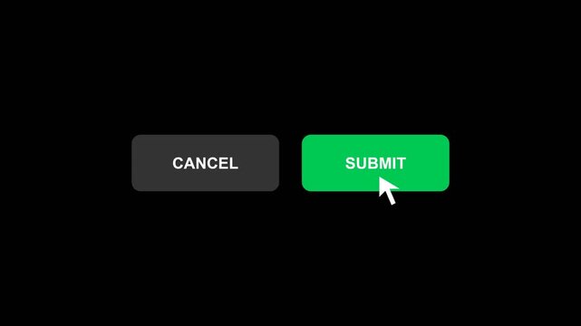 Interactive Form Submit Button Clicking Animation with Mouse Cursor, Seamless Loop Digital Application Action Motion Graphics, Website Interface Navigation UI Element
