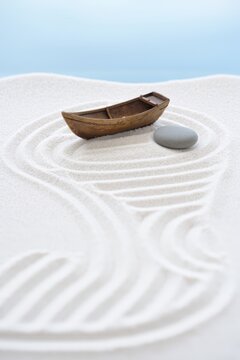 Zen Garden Boat and Stone