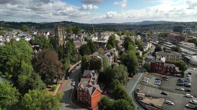 Aerial View of Residential Neighbourhoods in Newport, Wales