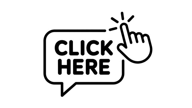 Click here button icon with hand cursor pointer symbol