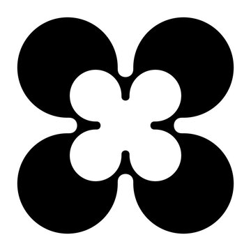 Mid-Century Modern Black and White Abstract Geometric Quad Circle Emblem