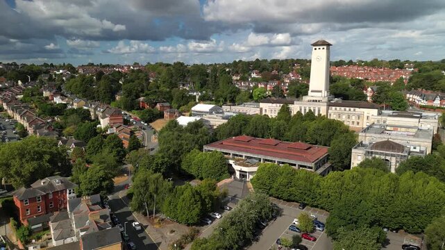 Newport Civic Centre Clock Tower Aerial View, South Wales