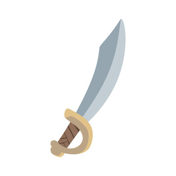 Cute hand drawn pirate cutlass sword illustration isolated on white background