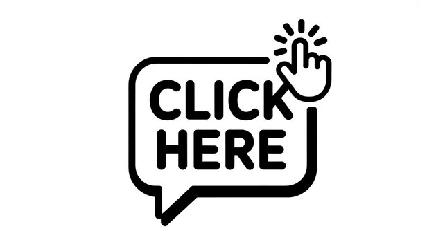 Click here button icon with hand pointer