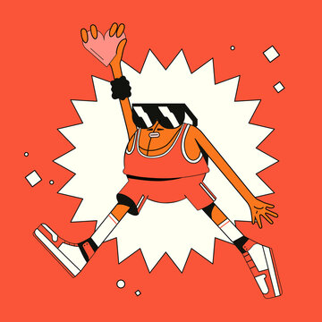 Stylized Athlete Jumping in Dynamic Pose &ndash; Bold Urban Sports Illustration