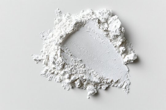 White cosmetic powder pile swatch texture on a clean minimal background