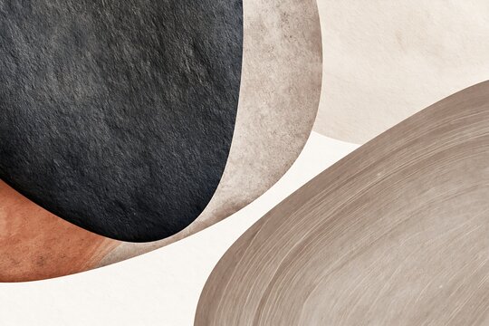 Abstract minimalist art background with textured shapes in neutral tones