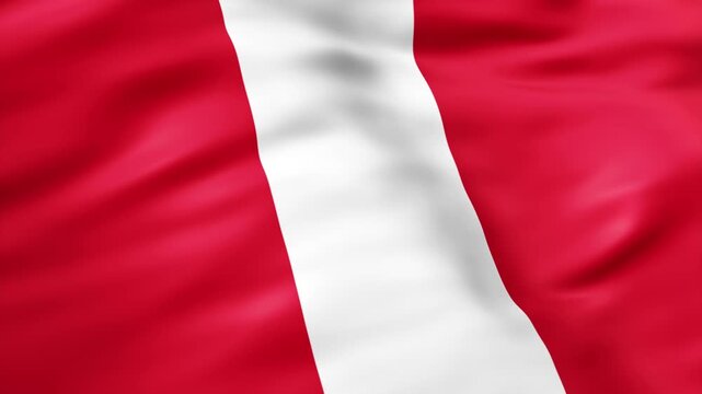 Realistic Peru flag waving in the wind with detailed fabric folds and national background