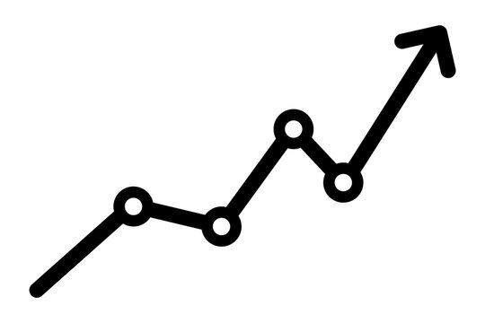 Financial growth chart line with arrow pointing up icon symbol
