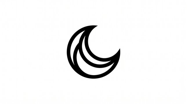 Crescent Moon Logo Night Sky Lunar Symbol and Minimalist Line Illustration