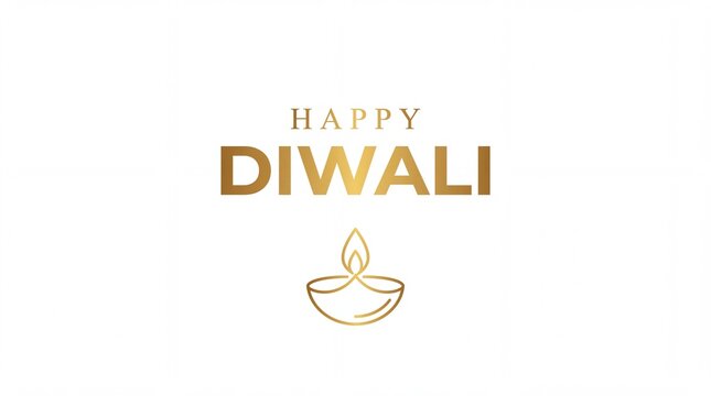 Happy Diwali festival greeting with golden diya lamp on beige background