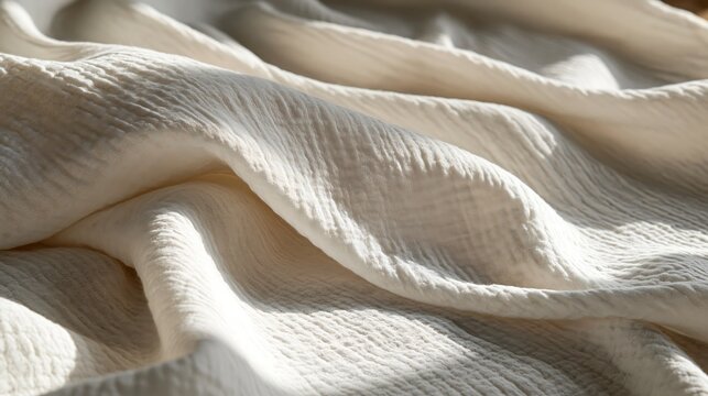 Elegant soft white fabric texture draped with gentle light and shadow waves