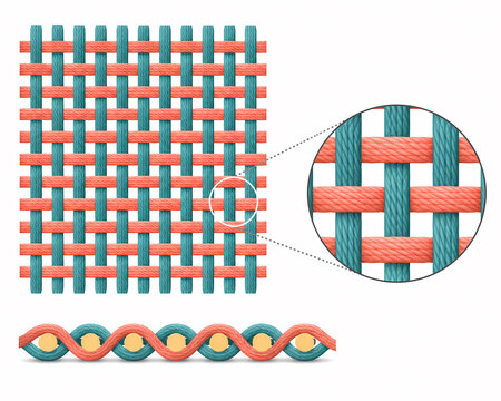 Plain weave warp weft construction illustration