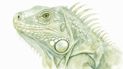 Fototapeta premium Natural Green Iguana isolated watercolor vector illustration svg