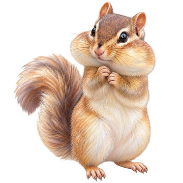 Cute Chipmunk with Full Cheeks and Fluffy Curled Tail